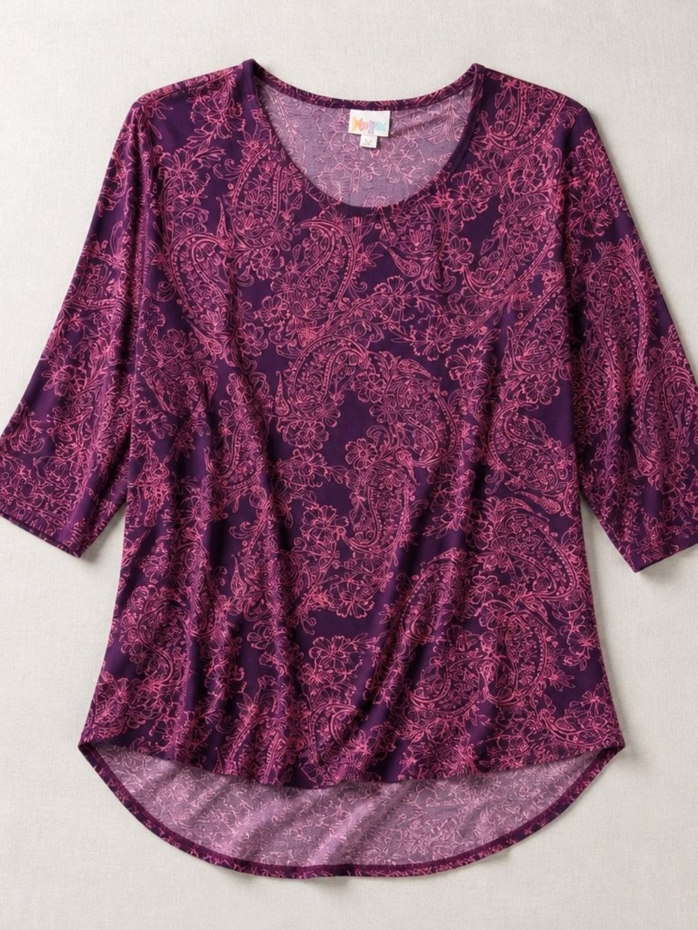 LuLaRoe Purple Paisley Scoop Neck Long Sleeve Top